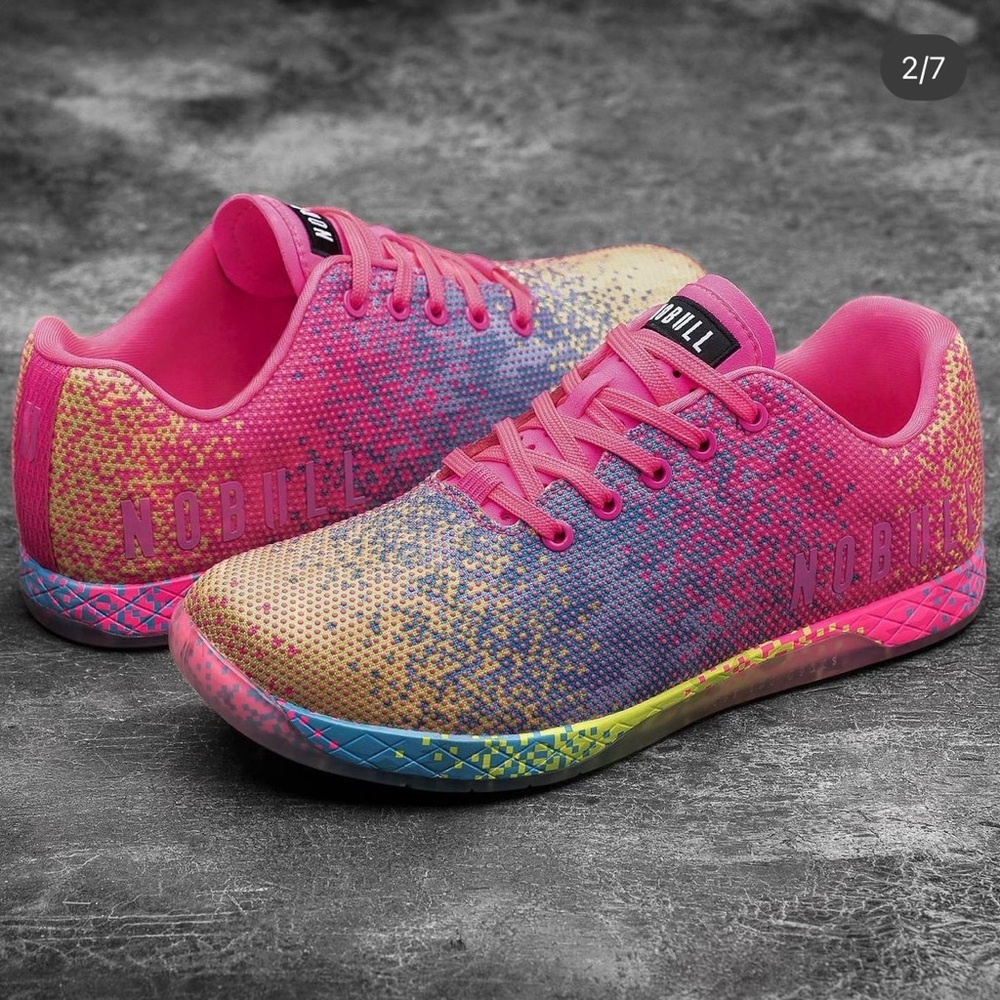NOBULL Trainer for Women, Pink Neon Glitch, US size 6.5